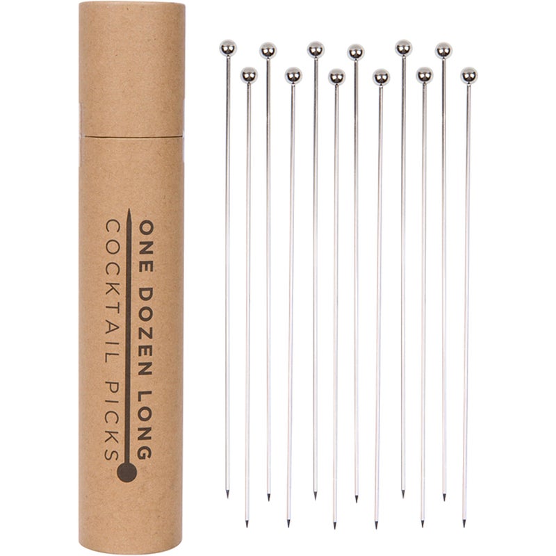 A Bar Above Stainless Steel Cocktail Picks, 8 Inch Reusable Stir Sticks for Drinks and Appetizers, Durable Garnish Skewers for Cocktails, Fruit, Shrimp, Olives, and Professional Bar Presentations - Image 1